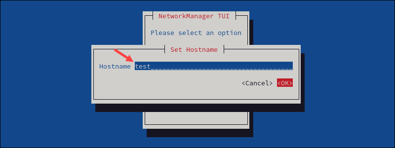 NetworkManager TUI new hostname