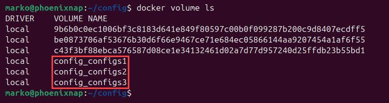 Checking if docker volumes have been successfully created.