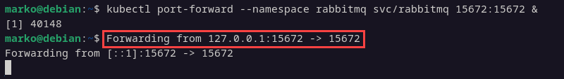 Forwarding the container port to the host port using the kubectl port-forward command.