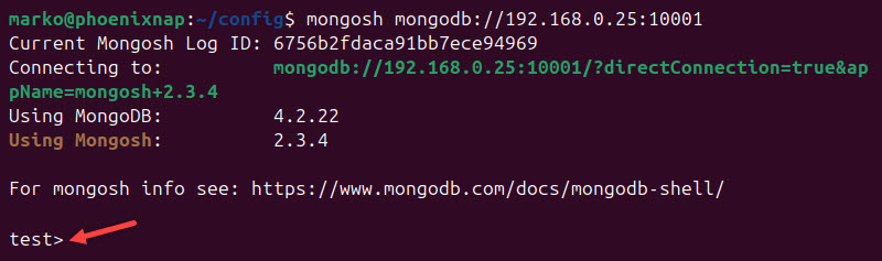 Loging into a mongodb config server.