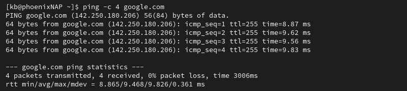 ping -c 4 google.com