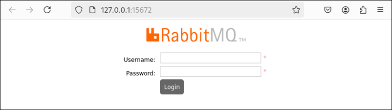 The RabbitMQ authentication page.