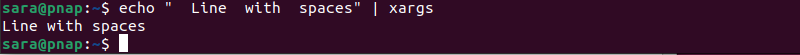 echo " Line with spaces" | xargs terminal output