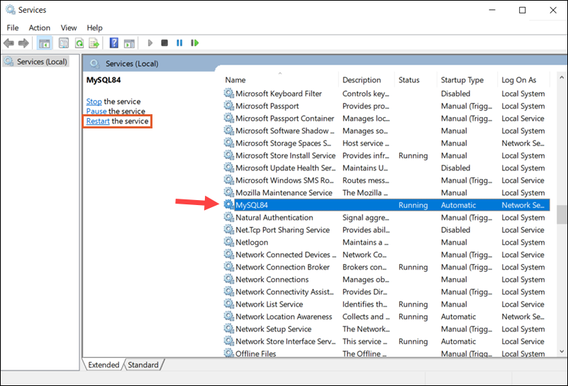 Restart MySQL Service in Windows.