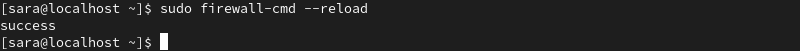 sudo firewall-cmd --reload terminal output