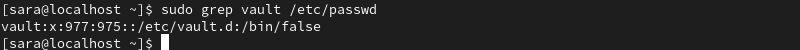 sudo grep vault /etc/passwd terminal output