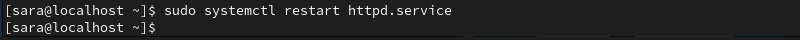 sudo systemctl restart httpd.service terminal output