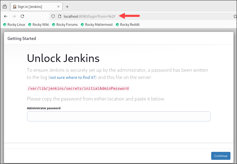 Testing Jenkins after installation.