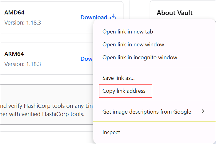 Vault Copy Link Address