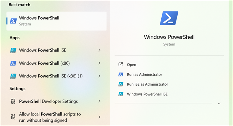 Run as an Administrator Windows PowerShell