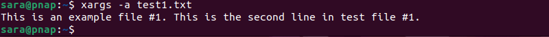 xargs -a test1.txt terminal output