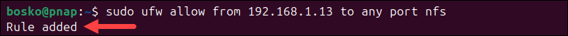 Allowing clients to access the NFS server in UFW firewall.