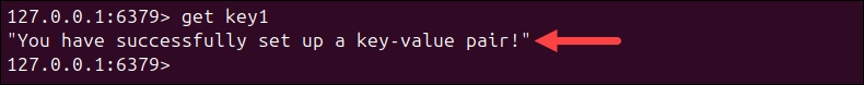 Setting a key-value pair in Redis.