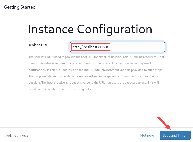 Configuring Jenkins instance URL.