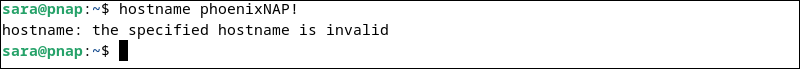 hostname phoenixNAP! terminal output