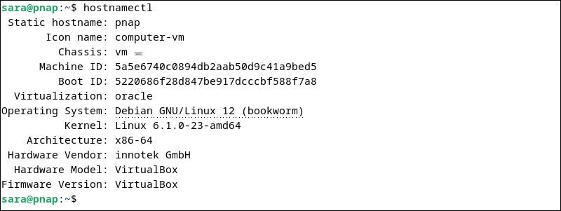 verify new hostname on Debian