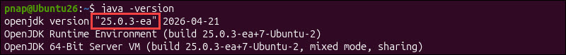 Checking Java Development Kit version.