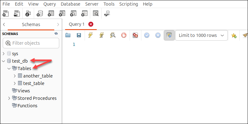 MySQL Workbench database schema tables expanded