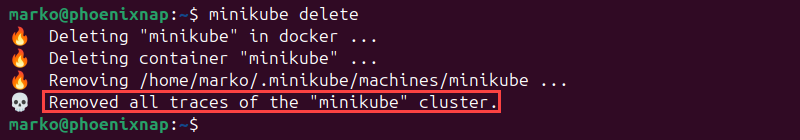 Deleting a Minikube instance.