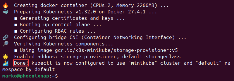 Minikube initialization complete.