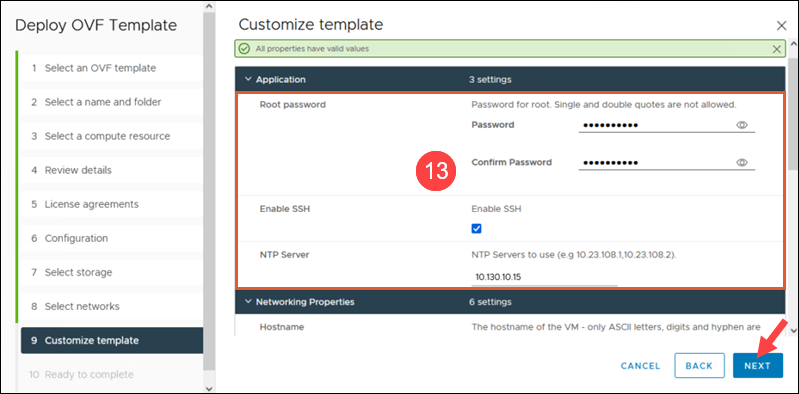 Customize the on-premises appliance deployment properties. 