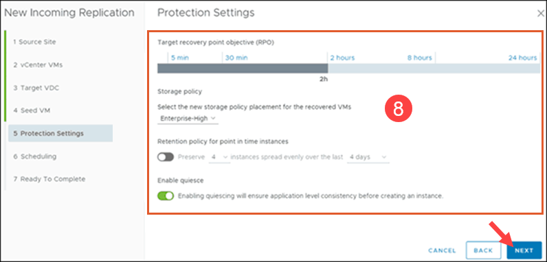 Configure replication options.