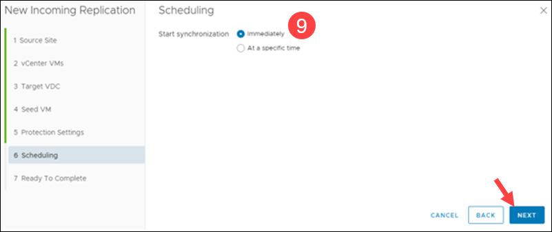 Schedule VM replication.