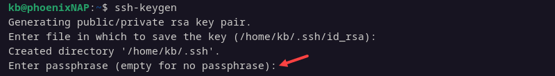 ssh-keygen enter passphrase terminal output