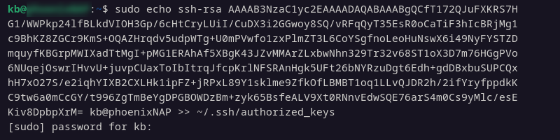 Copying SSH keys generated on Debian to authorized keys file.