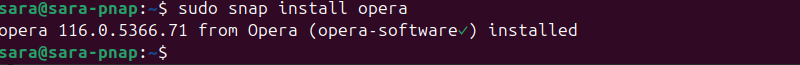 sudo snap install opera terminal output