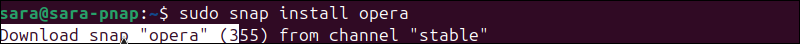 sudo snap install opera process terminal output