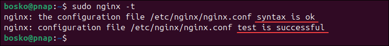 Testing Nginx configuration.