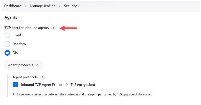 Turning on TLS encryption in Jenkins.