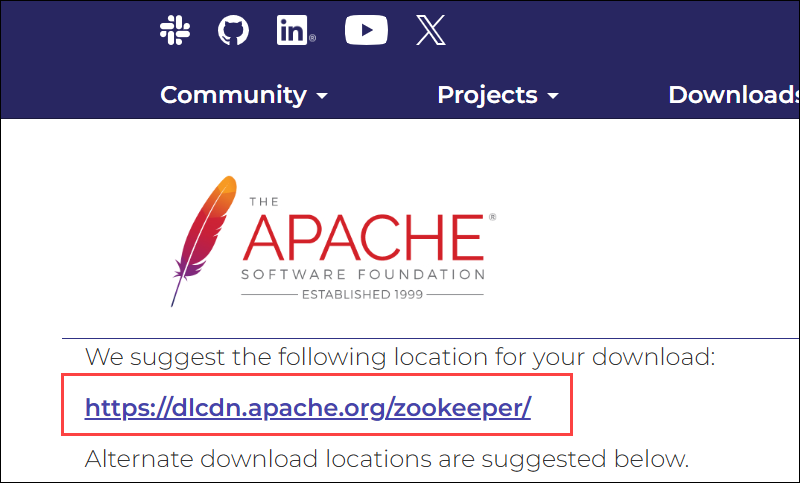 Apache mirror site suggested link