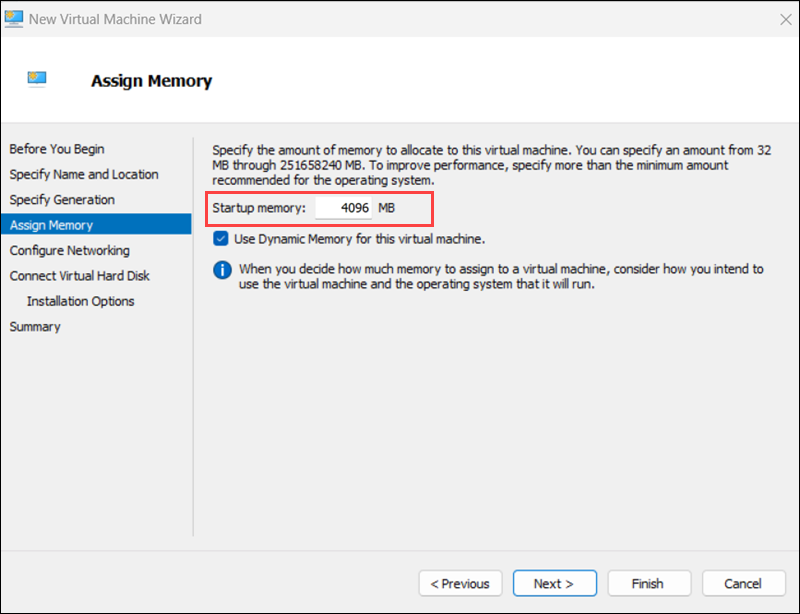 Assign memory