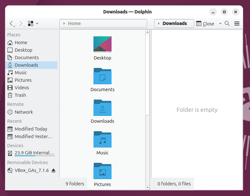 Dolphin split view