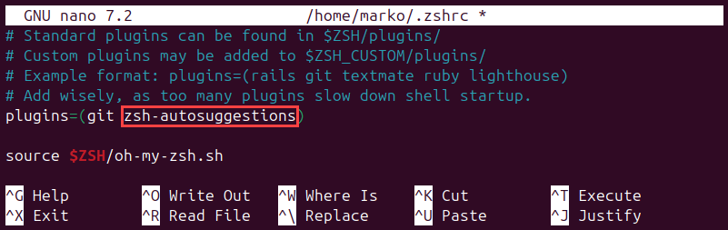 Adding the autosuggestions plugin to Zsh.