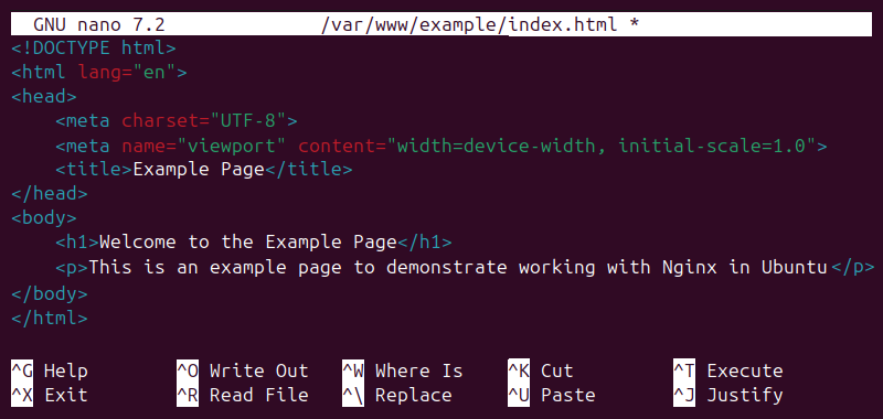 A sample HTML code for the test webpage.