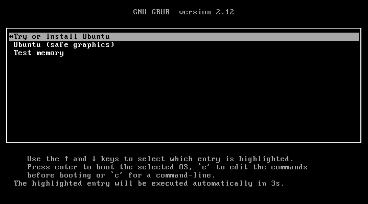 GRUB menu