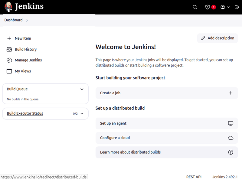 Jenkins dashboard example.