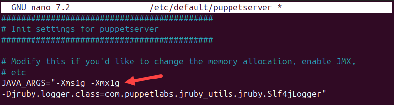 Modifying Puppet server values.