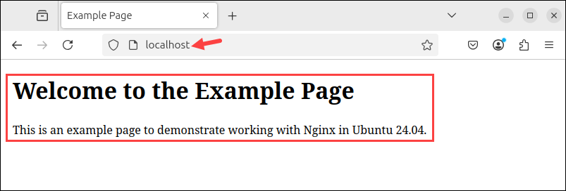 An example page in Nginx.