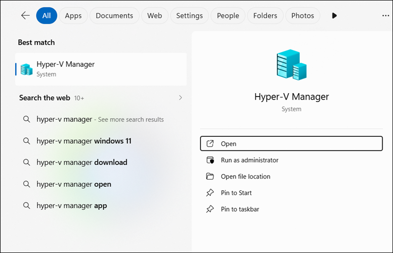 Open Hyper-V Manager