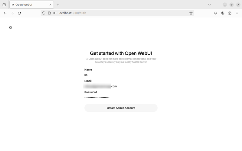 Open WebUI admin registration