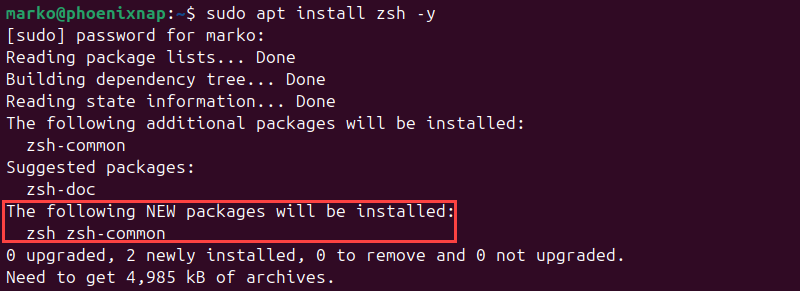 Installing Zsh on Ubuntu.