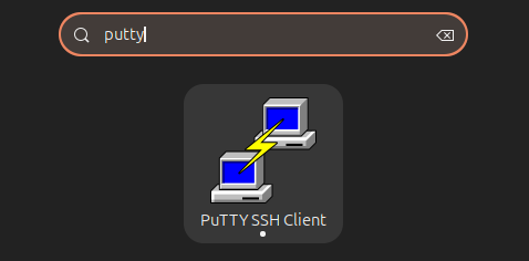 PuTTY in the Show Apps menu