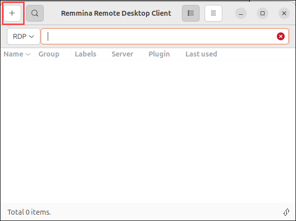 Add a new RDP connection profile in Remmina.