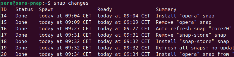 snap changes terminal output