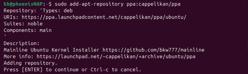 sudo add-apt-repository ppa cappelikan ppa terminal output