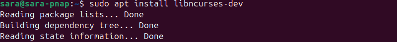 sudo apt install libncurses-dev terminal output